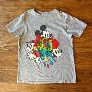 Disney Mickey Mouse Gray Graffiti Graphic T-Shirt